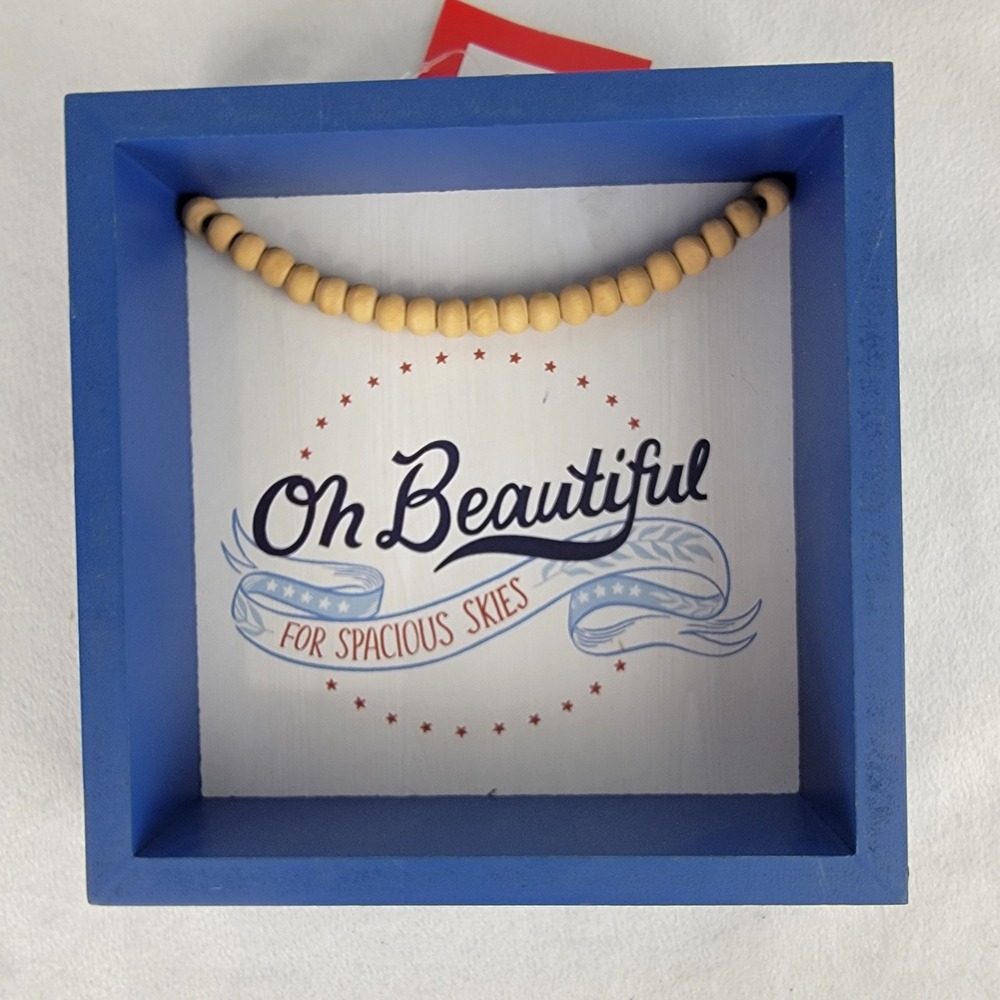 Kohls Oh Beautiful For Spacious Skies Patriotic Wood Shadow Box Wall Decor Blue